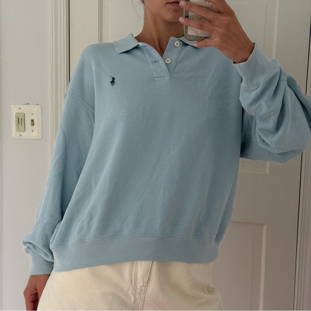Ralph Lauren Blue Island Fleece Polo- Large - Picture 4 of 9